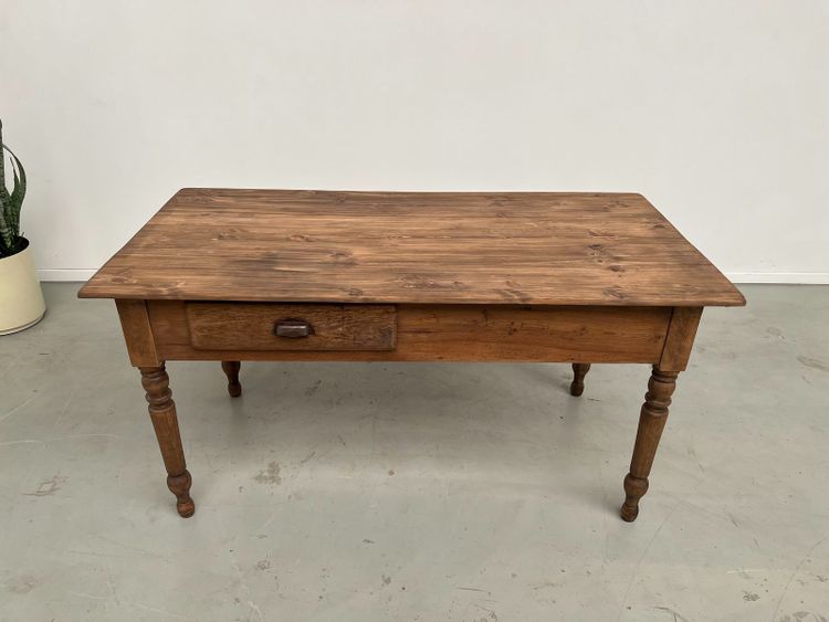 Solid pine farmhouse work table, 1950s