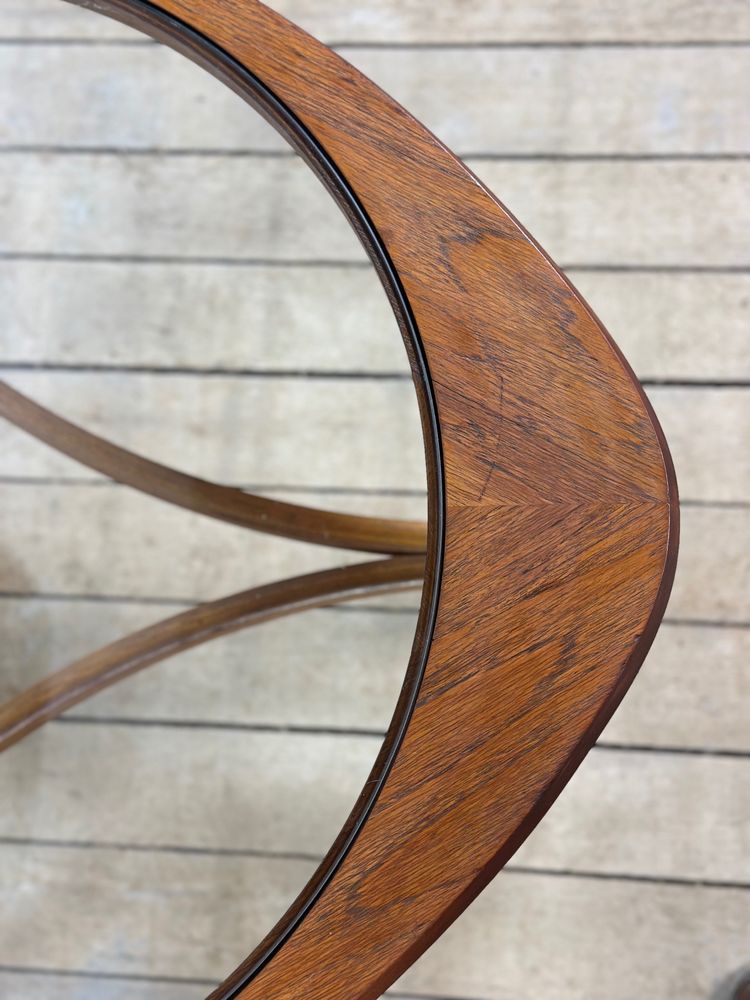 Table basse Tricester par Nathan en teck et vitré 1970