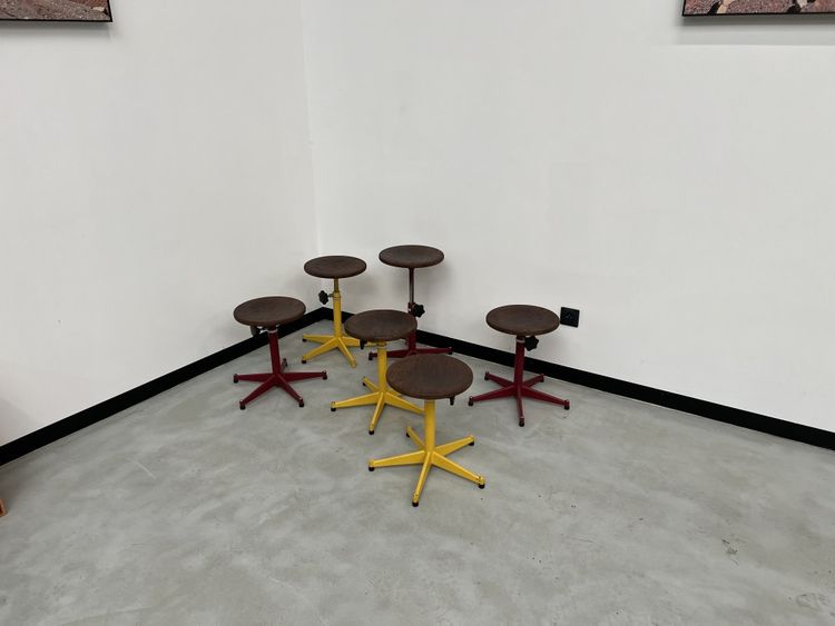 Set of 6 vintage school stools, 1950s