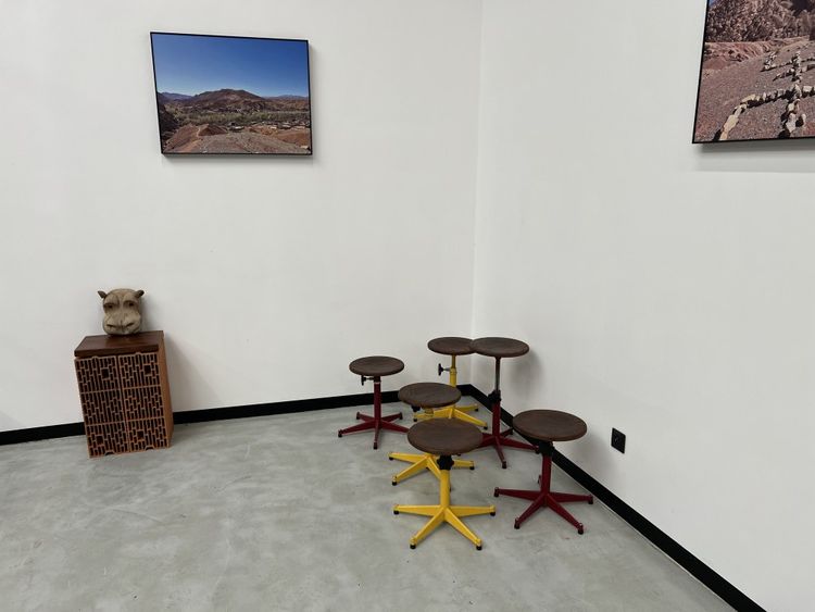Set of 6 vintage school stools, 1950s