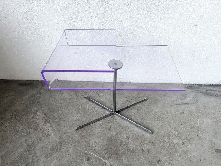 Clear acrylic and chrome side table, 1970s design