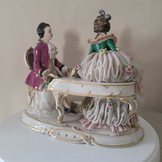 Biscuit porcelain DRESDEN Germany It is stamped Made in Germany, Frankenthal, Handgemalt Dresden Art