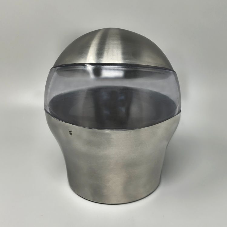 Eiskübel „Bowlingball“ im Space-Age-Stil der 1970er Jahre von WMF. Hergestellt in Deutschland