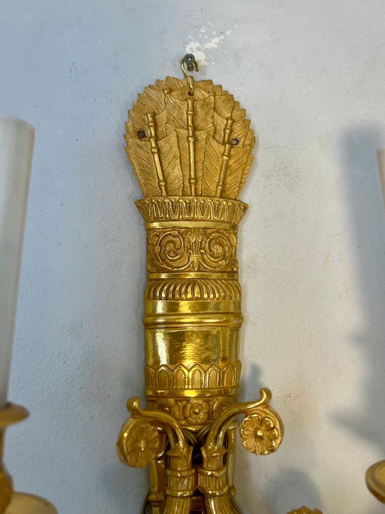 Pair of Empire-style gilt-bronze quiver wall sconces