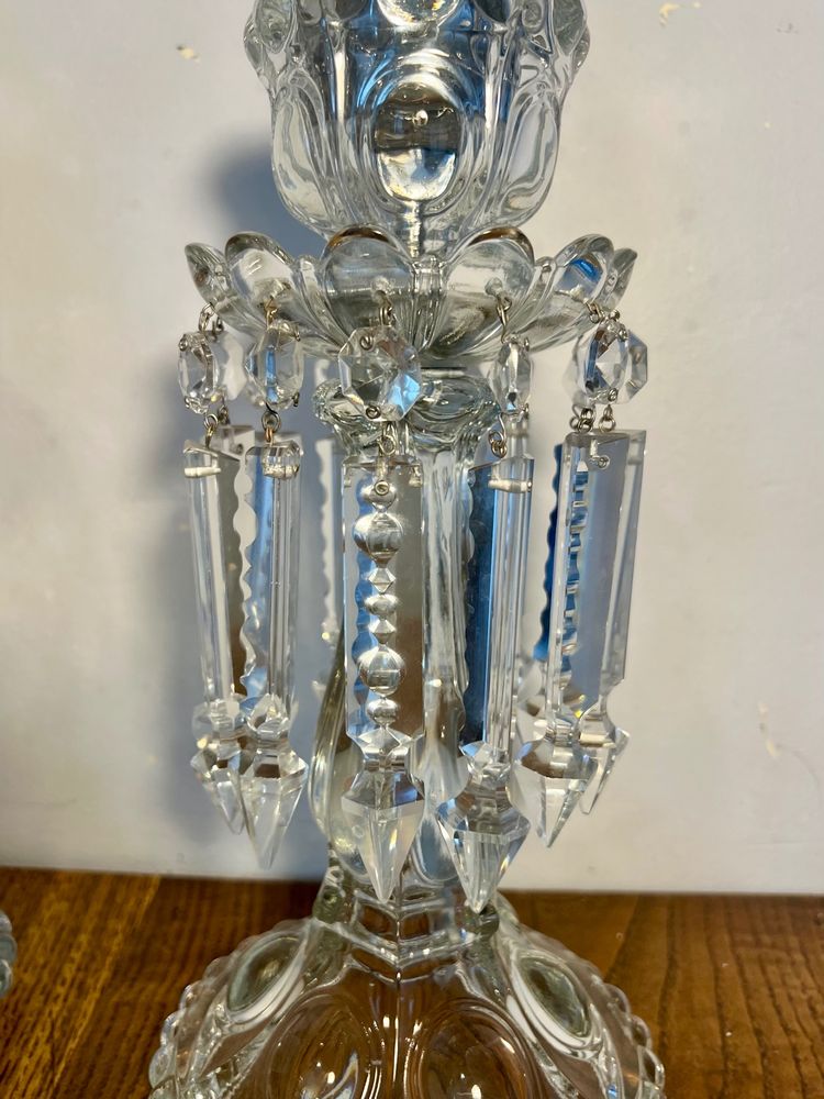 Coppia di lampade-candelieri in cristallo