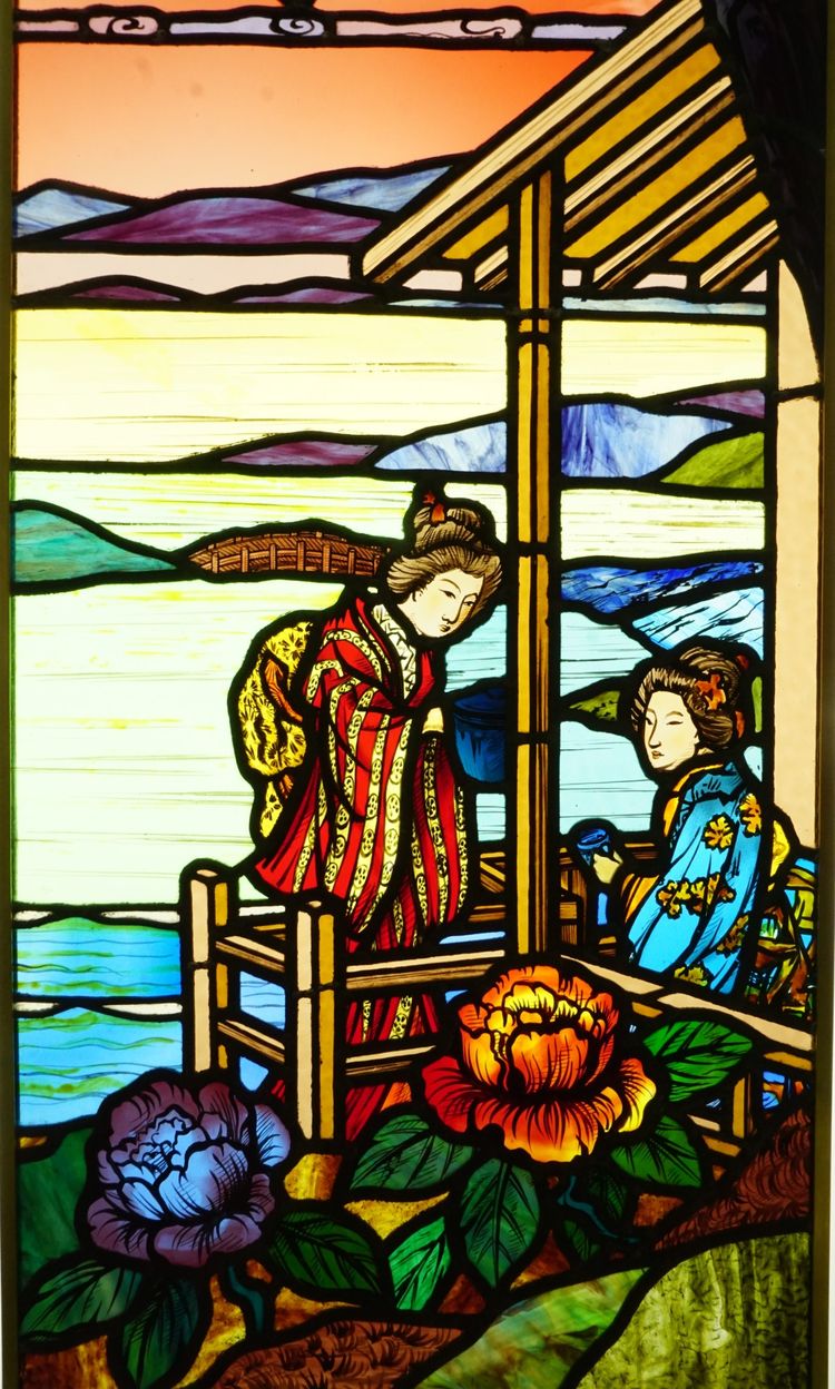 Vitrail - Vitraux - Cérémonie du thé devant le Mont Fuji
