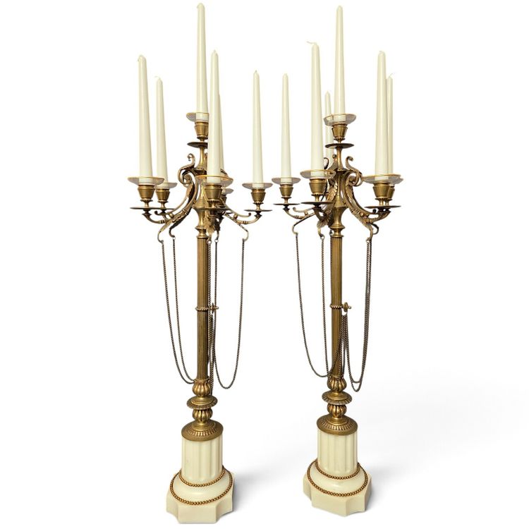 Important pair of 19th-century candlesticks