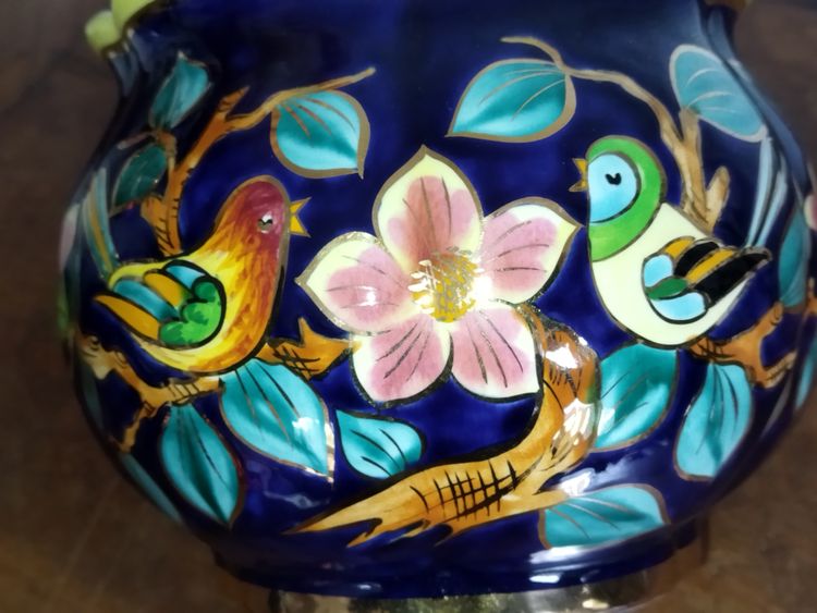 Vintage Handcrafted Planters with Animal (Birds) and Floral Motifs 