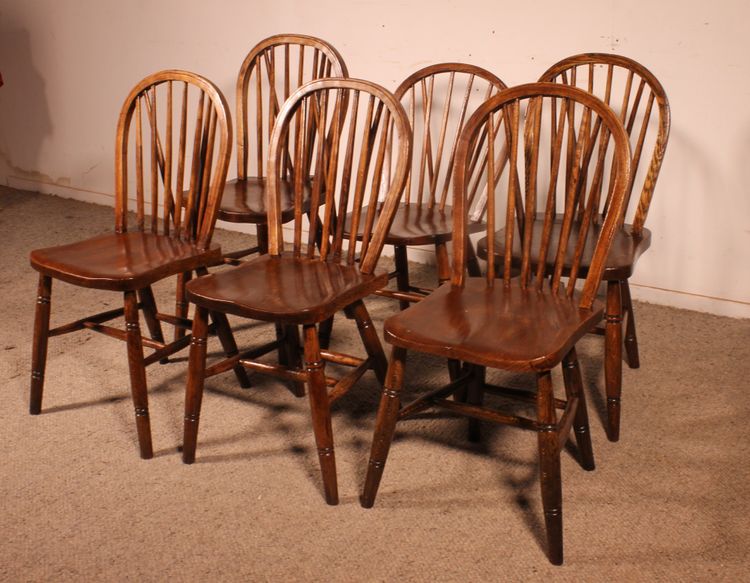 Série De 6 Chaises Windsor Du 19° Siècle