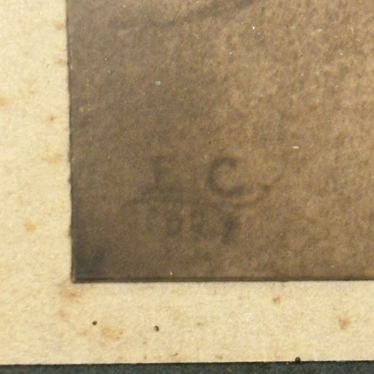 Antique drawing of a child's face, 1827, signed E.C. 23x17cm
