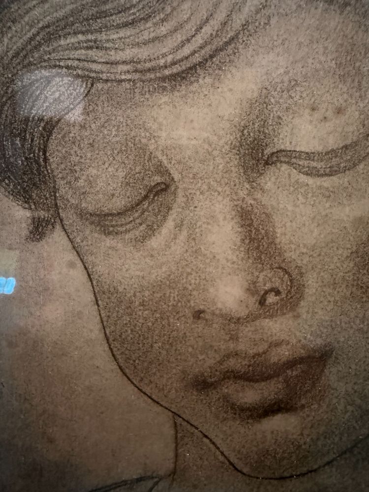 Antique drawing of a child's face, 1827, signed E.C. 23x17cm