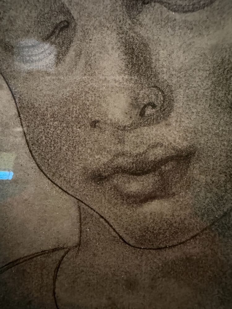 Antique drawing of a child's face, 1827, signed E.C. 23x17cm