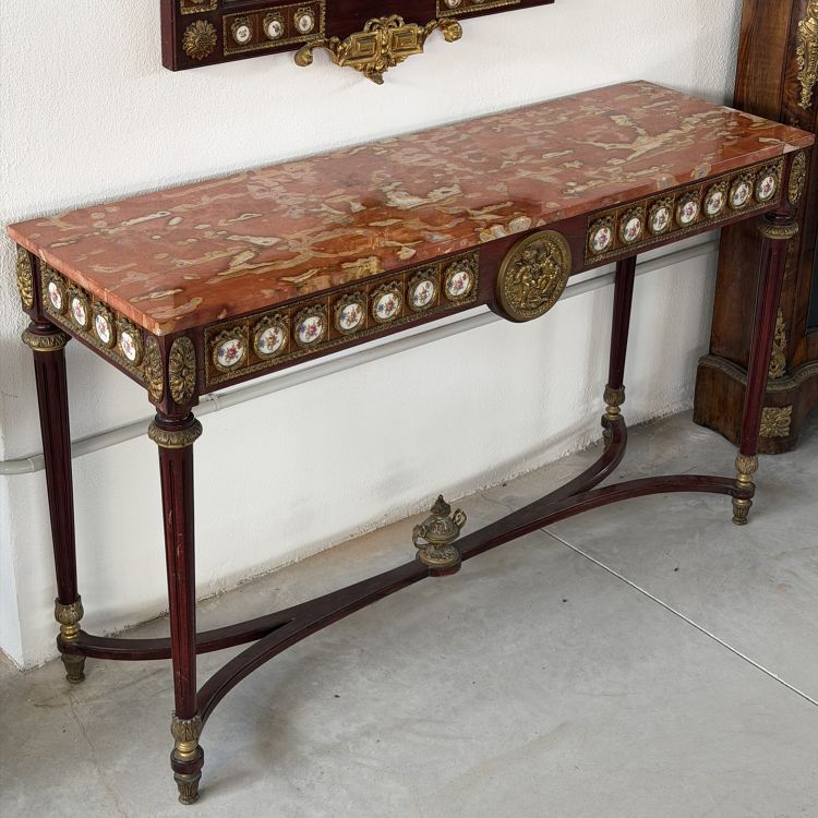 Console con specchiera in mogano in stile Luigi XVI, Francia, inizio XX secolo