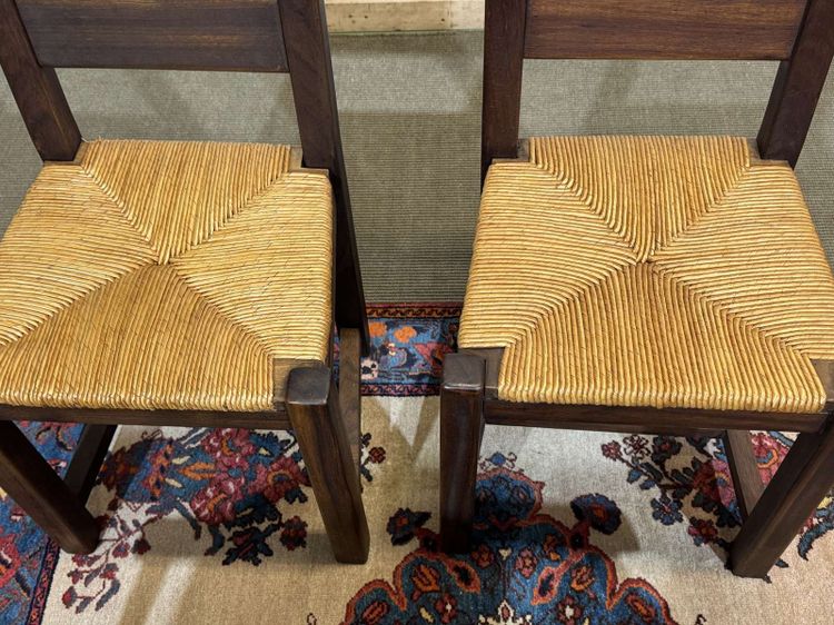 Set aus 4 Mahagonistühlen mit Strohsitzen aus den 1970er Jahren