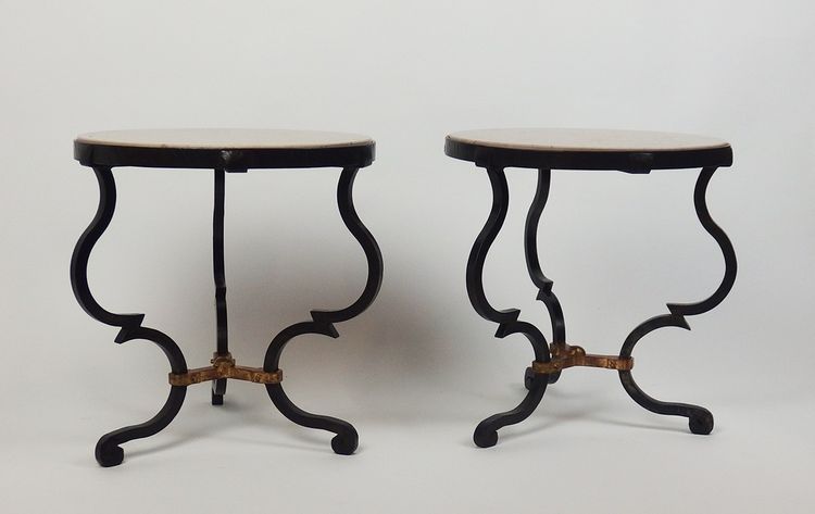 Paar Art-Deco-Beistelltische aus Schmiedeeisen