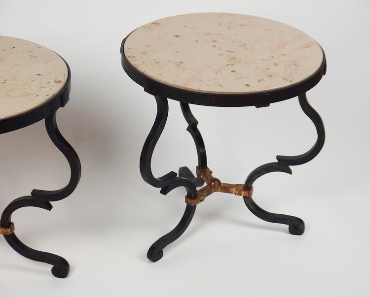 Paar Art-Deco-Beistelltische aus Schmiedeeisen