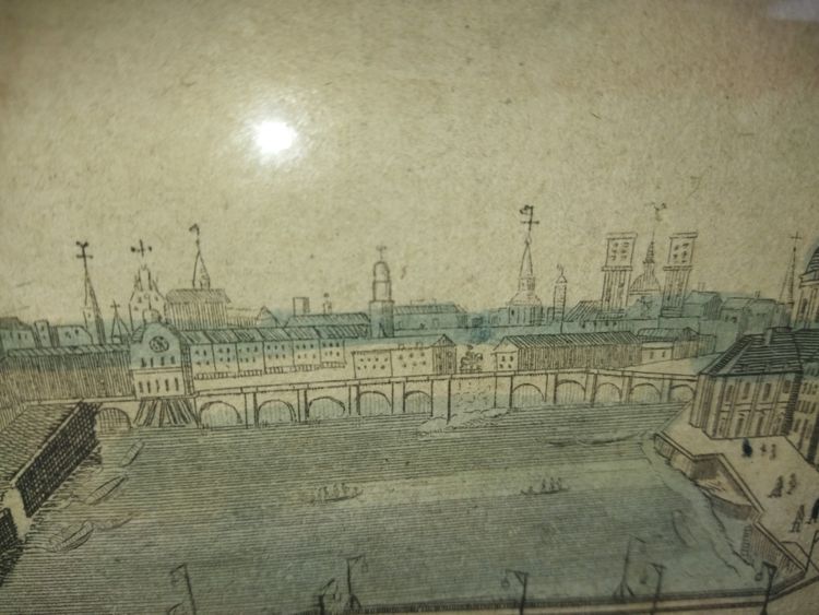 PAIR OF OPTICAL VIEWS FROM THE 18TH CENTURY PARIS PARISIAN BRIDGES TUILERIES CASTLE ISLE SAINT LOUIS