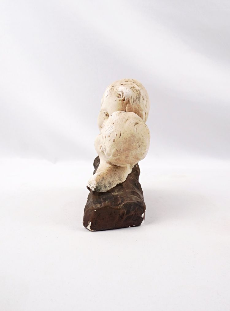 Busto in gesso "Amore fraterno", Art Nouveau, inizio XX secolo