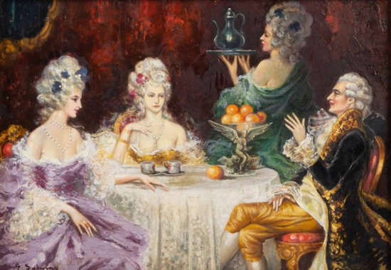 Juan Pablo Salinas, ( 1871-1946 ) Paire De Tableaux Représentant Une Scène d'Intérieur