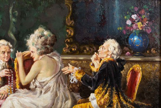 Juan Pablo Salinas, ( 1871-1946 ) Paire De Tableaux Représentant Une Scène d'Intérieur