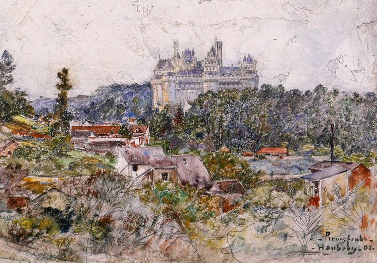 Frédéric HOUBRON 1851-1908 Pierrefonds, das Schloss, Gemälde, 1902 Landschaftsimpressionismus Oise