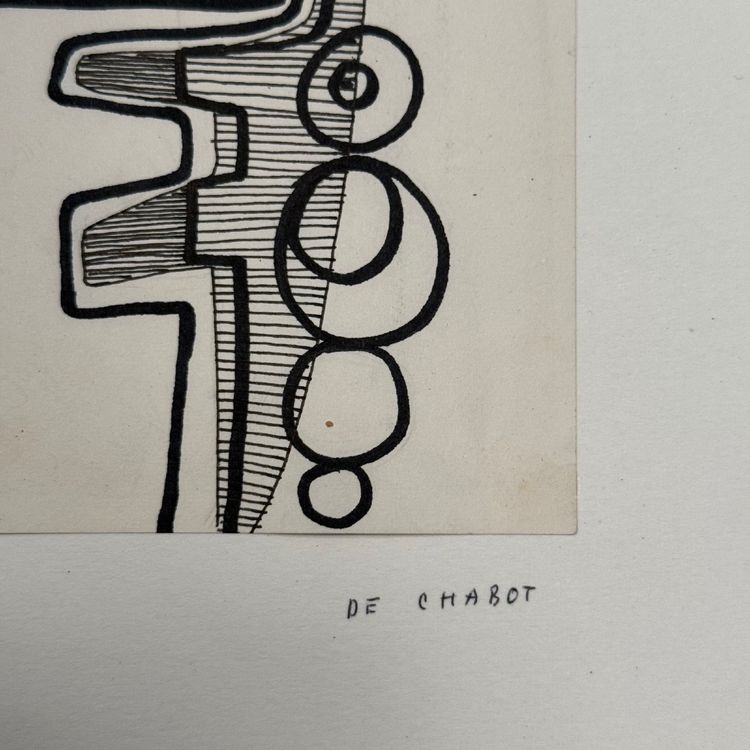 Dessin composition moderne par François de Chabot 1960-70