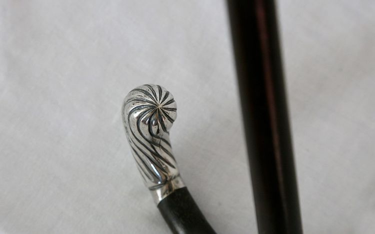 Rosewood and solid silver cane 19th century