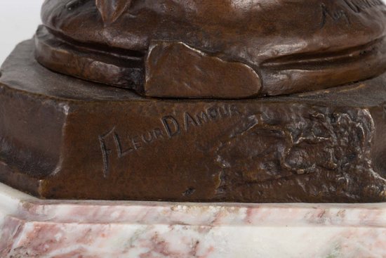 Auguste Dewever, Bronzo raffigurante una donna e un amorino, periodo Napoleone III
