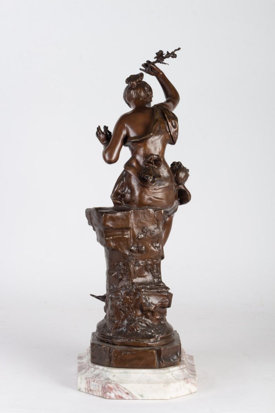 Auguste Dewever, Bronzo raffigurante una donna e un amorino, periodo Napoleone III