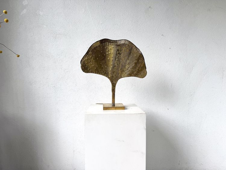 Ginkgo-Lampe von DLG Tommaso Barbi aus messingbeschichtetem Metall, 2000er Jahre
