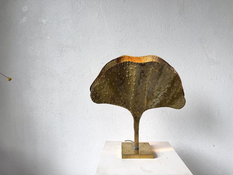 Ginkgo-Lampe von DLG Tommaso Barbi aus messingbeschichtetem Metall, 2000er Jahre