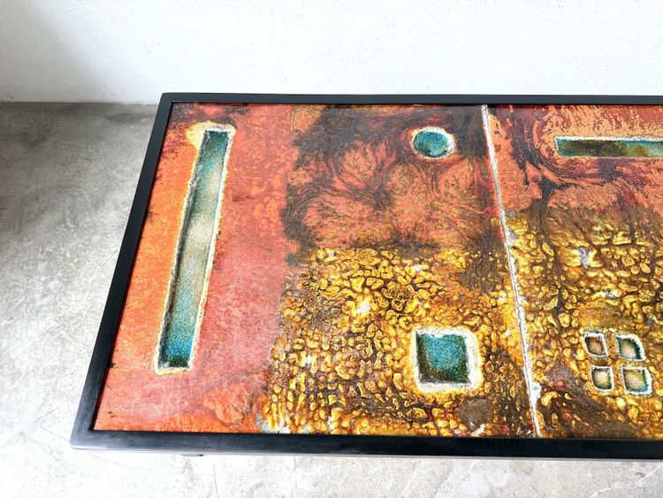 Robert and Jean Cloutier coffee table made of glazed lava and metal, 1950s