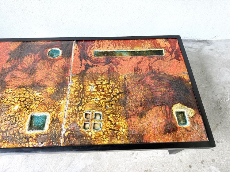 Robert and Jean Cloutier coffee table made of glazed lava and metal, 1950s