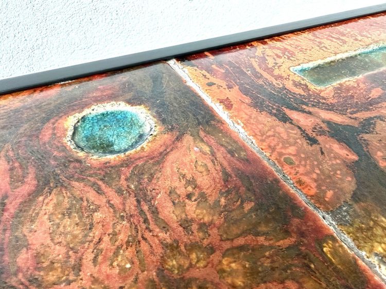 Robert and Jean Cloutier coffee table made of glazed lava and metal, 1950s