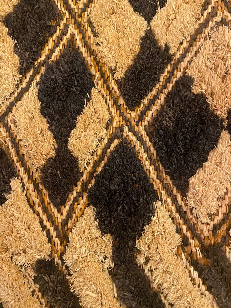 Ancien textile Kuba du Kasaï en raphia brodé 1