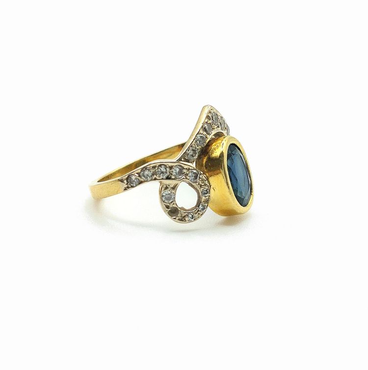 Bague saphir « Diadème » or 18k deux tons et diamants 