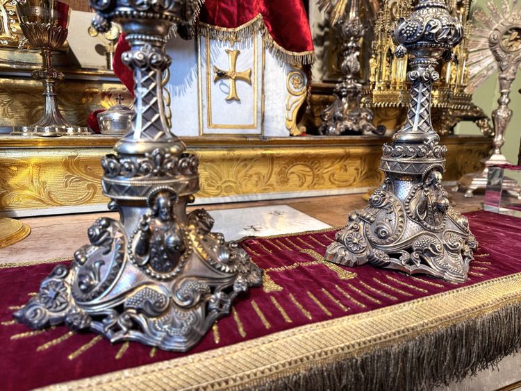 Pair of silver monstrances - Armand Caillat - 19th century