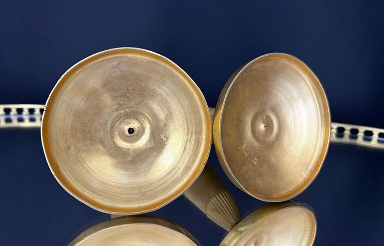 Pair of gilded brass candlesticks, Empire style