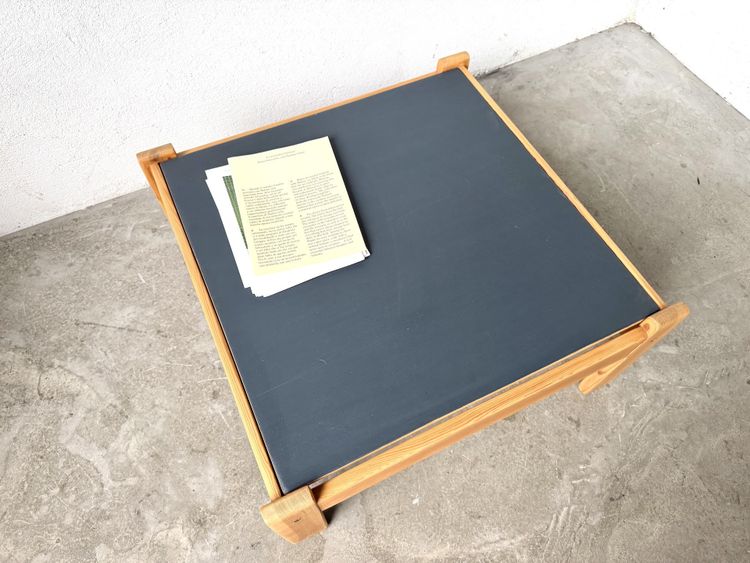 Modernist coffee table made of solid pine with a reversible top, from the 1970s
