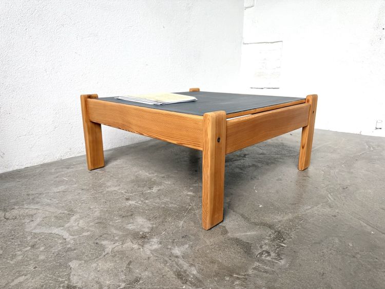 Modernist coffee table made of solid pine with a reversible top, from the 1970s