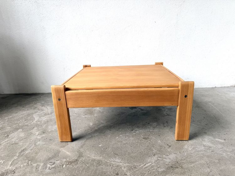 Modernist coffee table made of solid pine with a reversible top, from the 1970s