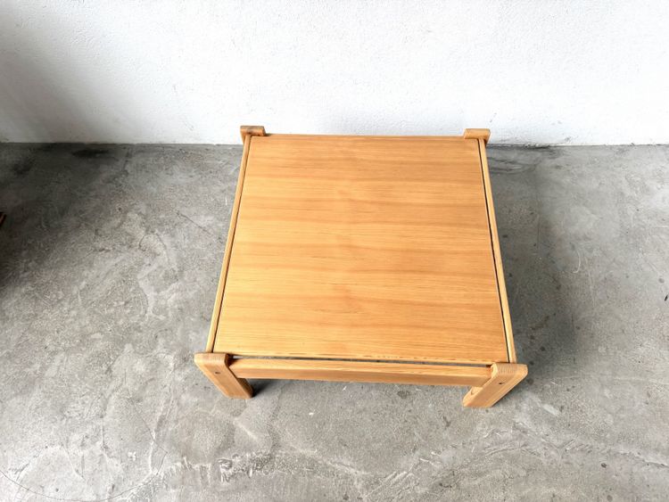 Modernist coffee table made of solid pine with a reversible top, from the 1970s