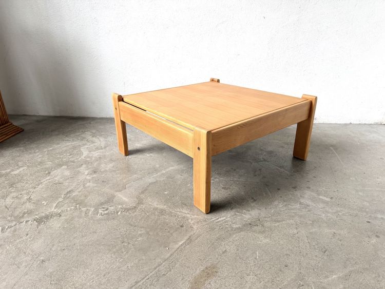 Modernist coffee table made of solid pine with a reversible top, from the 1970s