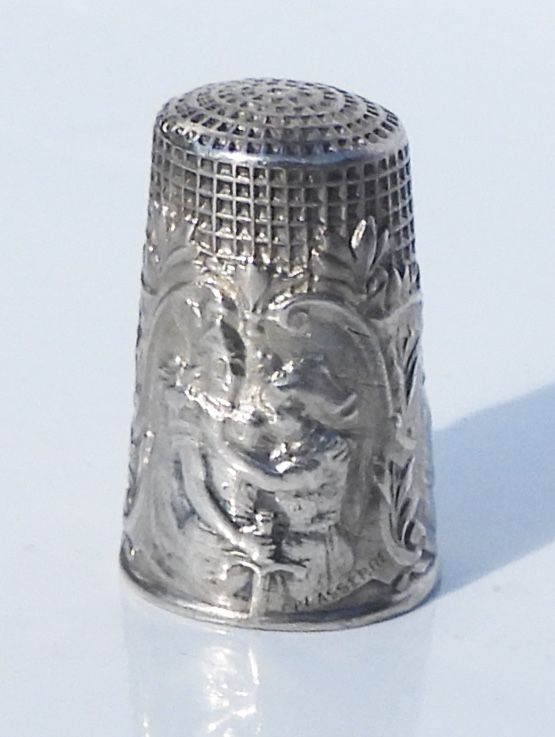 Solid silver thimble, "The Thimble of Victory," early 20th century, signed Lasserre