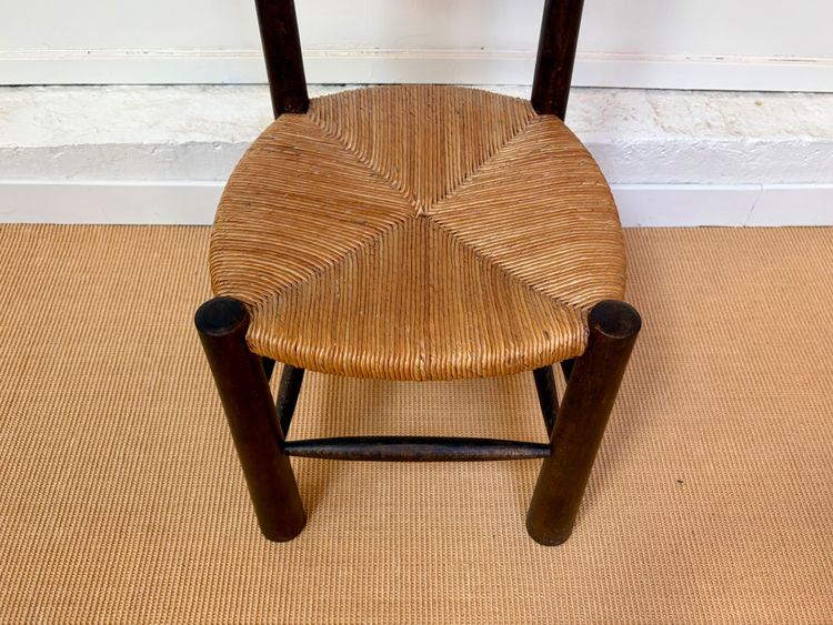 SET OF 4 BRUTALIST SOLID WOOD CHAIRS BY GEORGES ROBERT, CIRCA 1950.