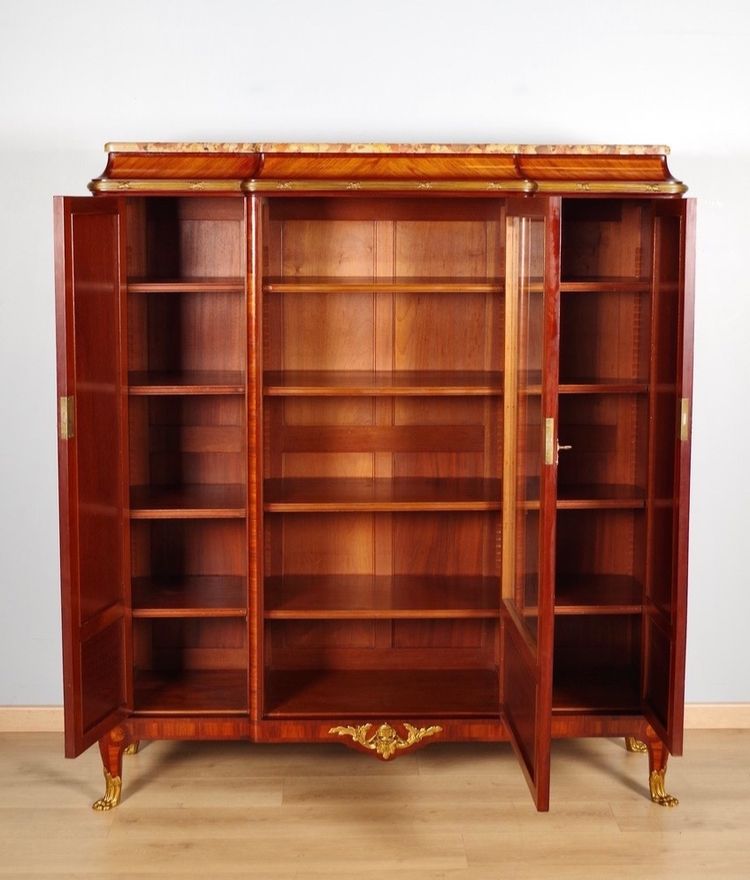Libreria “Transition” in palissandro e amaranto, bronzi dorati, 1880 circa