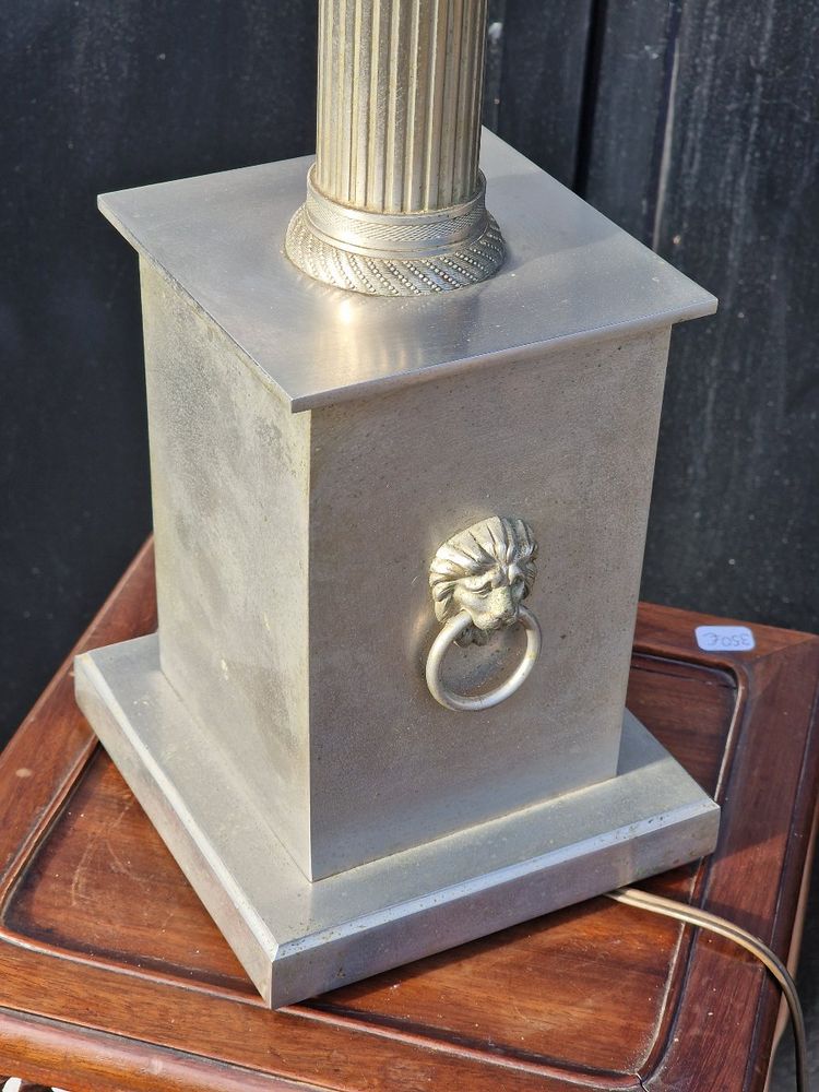 Neoclassical silver-plated bronze lamp base, Empire style, Charles, 1950