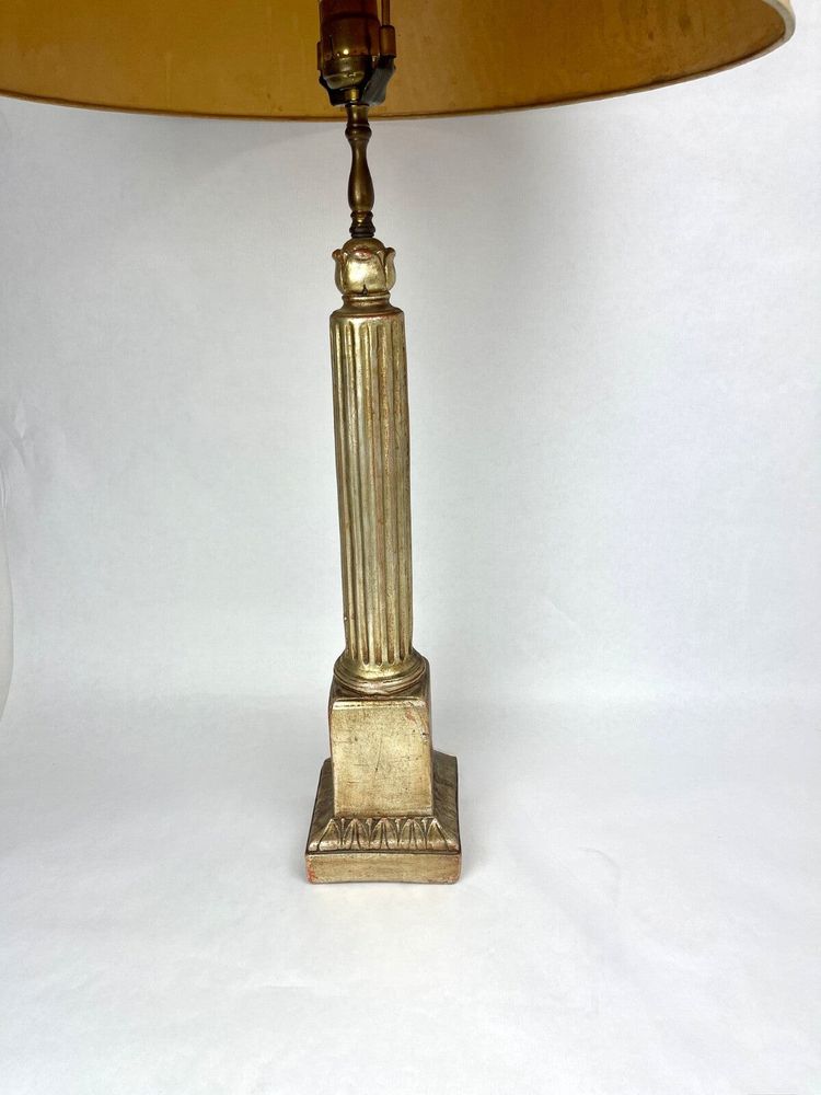 Large Ceramic Lamp Base with a Gilded Wood Finish