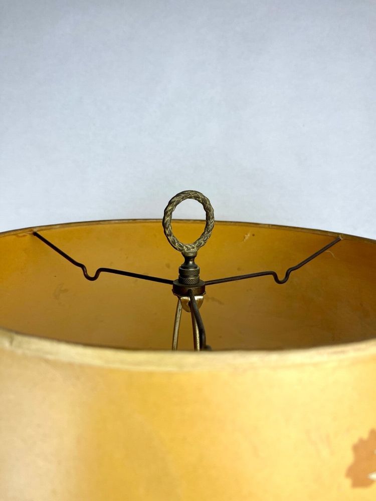 Large Ceramic Lamp Base with a Gilded Wood Finish