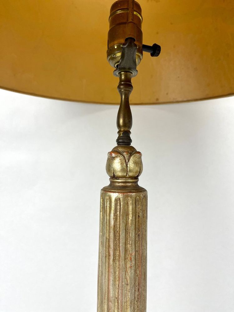 Large Ceramic Lamp Base with a Gilded Wood Finish